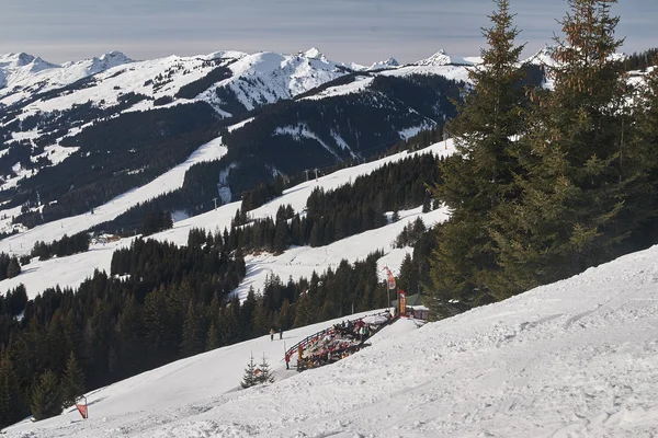 Zimní krajina v Saalbach, Rakousko — Stock fotografie