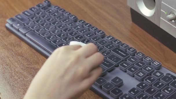 妇女清洁Pc键盘 — 图库视频影像
