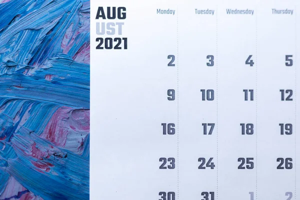 2021. augusztusi naptár. Havi naptár — Stock Fotó