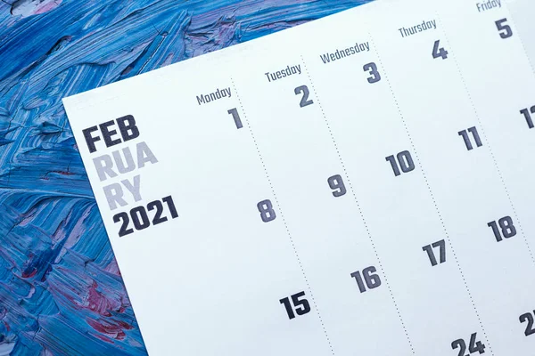 2021. februári naptár. Havi naptár — Stock Fotó