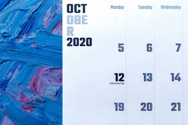 Outubro 2021 calendário. Calendário mensal — Fotografia de Stock