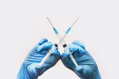 Aşı ya da anti-vaxxer kombinasyon konsepti