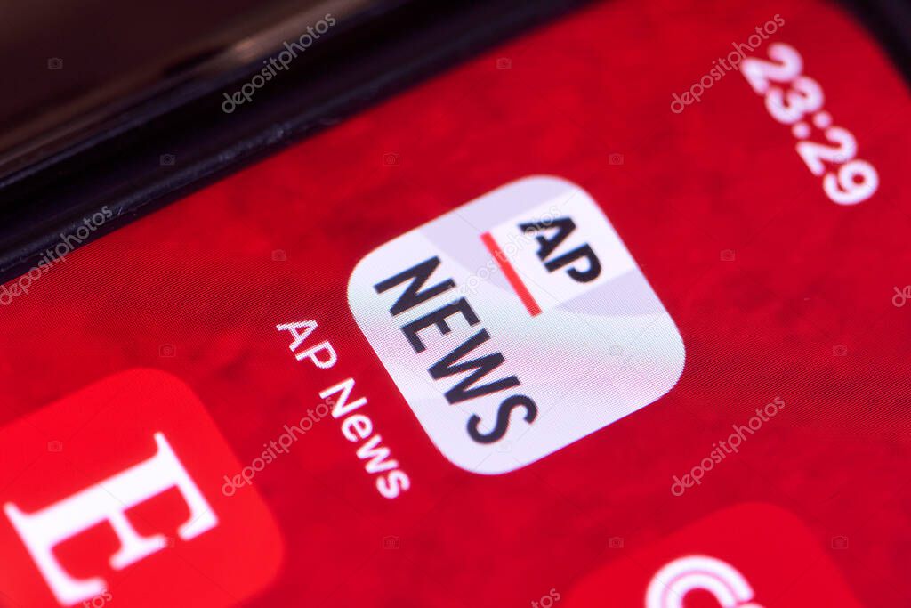 Tashkent, Uzbekistan - 15 July, 2021: Associated Press mobile application on iPhone smartphone screen