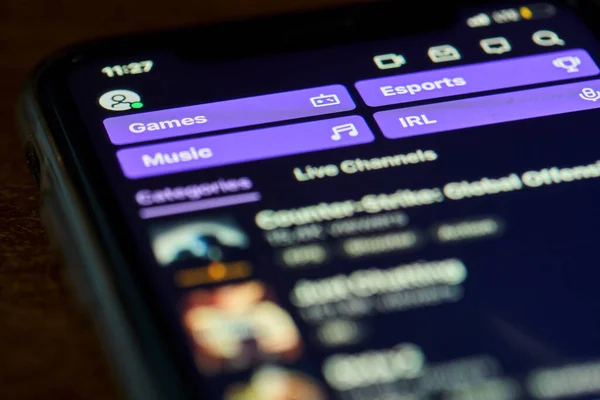 Twitch-App auf dem Handy-Bildschirm — Stockfoto