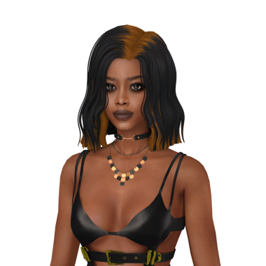 Koyu tenli, gotik saçlı, siyah deri sutyen giyen, izole edilmiş bir portre çizimi olan güzel bir kadın.