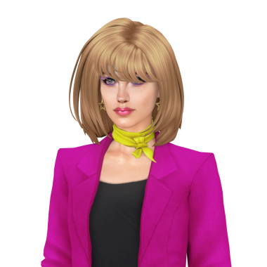 Havalı, sarı saçlı, 80 'lerin tarzında bir takım elbise giyen güzel, genç bir kadın.