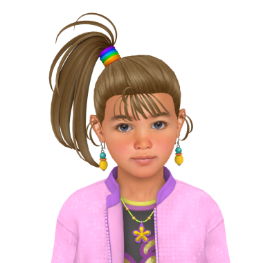 80 'lerin tarzında komik at kuyruklu güzel bir kız çocuğu, izole edilmiş bir portre.