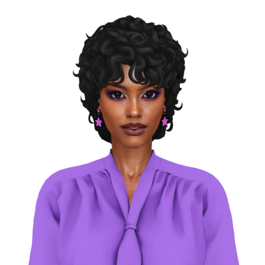 Güzel, genç, kıvırcık saçlı, iş elbisesi tarzı bluzu olan, 80 'lerin modası geçmiş, izole edilmiş portresi olan bir kadın.