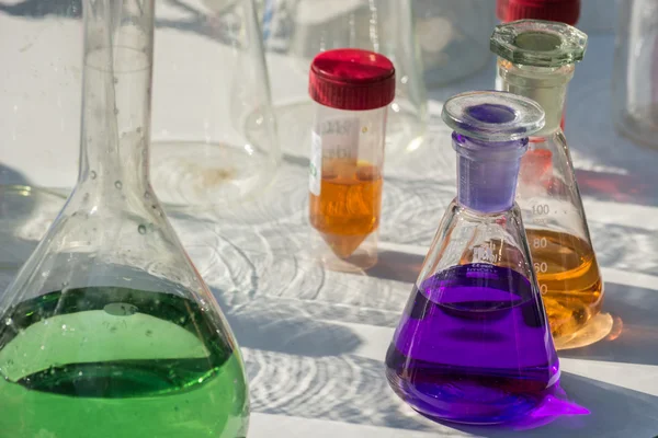 laboratory glass on a table