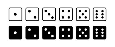 Satır biçimi illüstrasyonunda zar numarası yüzleri yuvarlanıyor