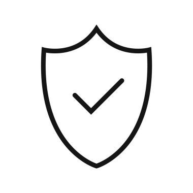 Beyaz arkaplanda kalkan işaretleme biçimi izole edilmiş simgesi. Vektör illüstrasyonu