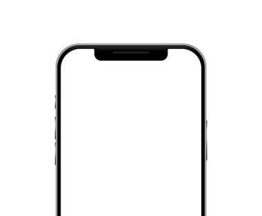 Reklam için cep telefonu boş beyaz ekran şablonu, vektör illüstrasyonu