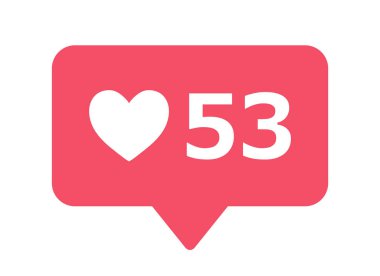 Sosyal medya beyaz arka planda karşıt simgeyi sever. Bildirim kalp vektör illüstrasyonunu göster