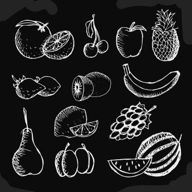 Meyve siyah arka plan üzerine ayarla.