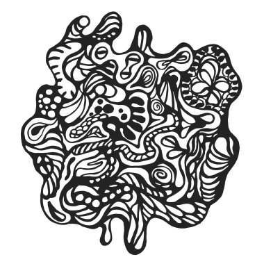 Beyaz arka plan üzerinde soyut kompozisyon.