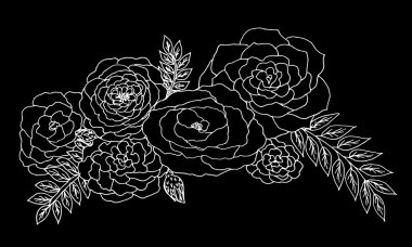 Gül beyaz arka plan üzerinde çizim anahat.