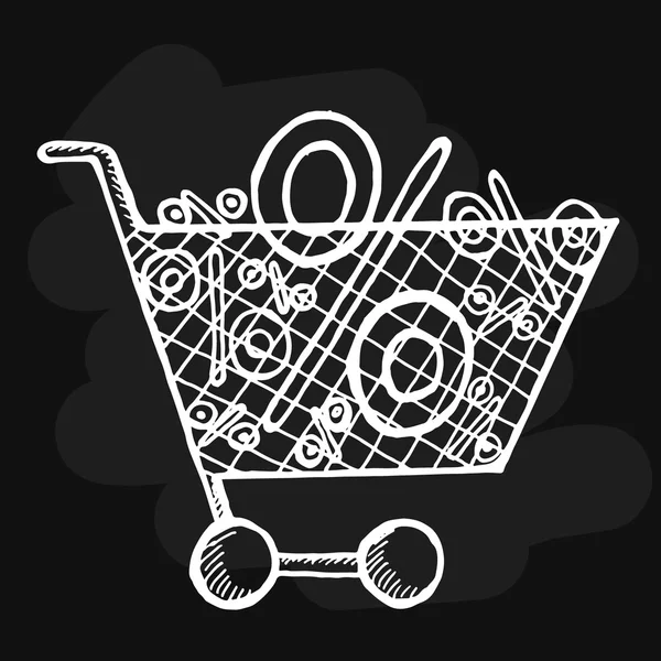 Markt trolley percentage symbolen. — Stockvector