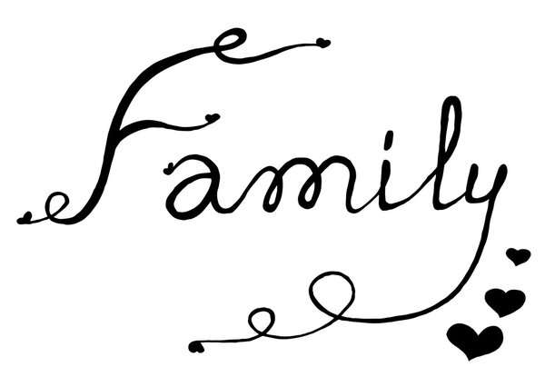 Inscription family on write background.