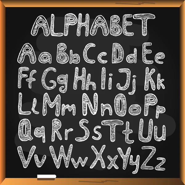 Alphabet auf schwarzem Backboard. — Stockvektor
