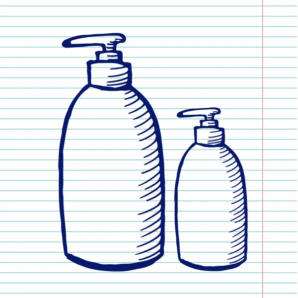 Botellas de cosmetología en copybook . — Archivo Imágenes Vectoriales