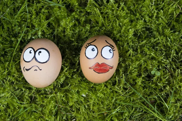 Disputa mujer y hombre cara de huevo — Foto de Stock