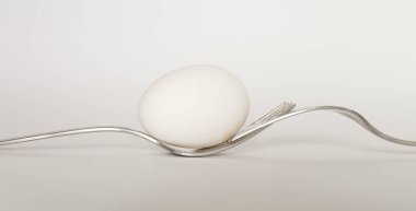 İki çatallı beyaz yumurta dengesi