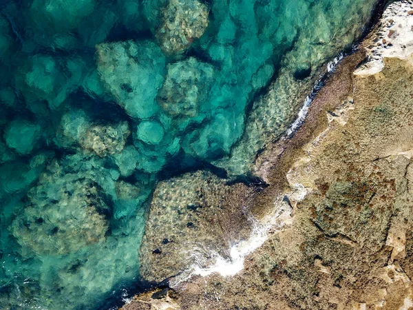 Vista Superior Mar Mediterrâneo Azul Turquesa Rochas — Fotografia de Stock
