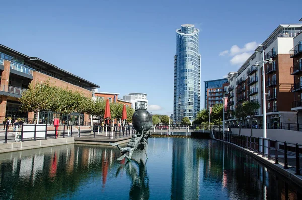 Portsmouth Storbritannien September 2020 Visa Längs Konverterade Hamnarna Vid Gunwharf — Stockfoto