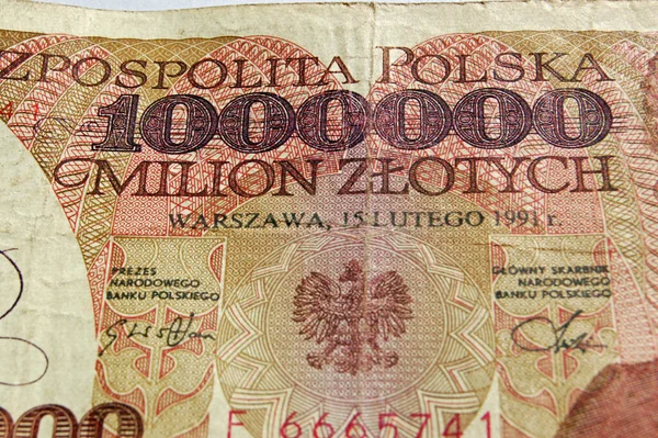 Detalle Del Billete Polaco Por Millón Zloty —  Fotos de Stock