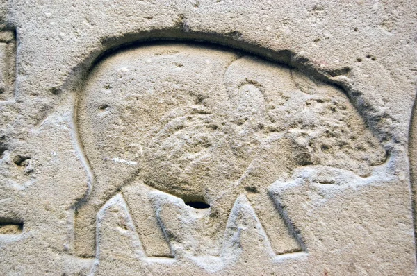 Starověké Egyptské Hieroglyfické Řezby Boha Podsvětí Setha Podobě Hrocha Vnější — Stock fotografie