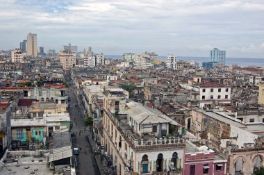 Havana 'nın merkezinin havadan görünüşü, Küba. Merkez Havana 'dan Vedado bölgesine doğru bakıyor..