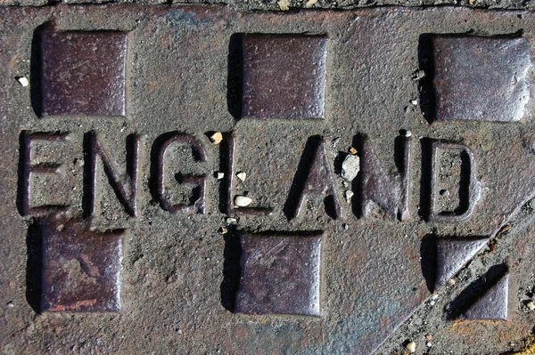 Cast Iron Manhole Cover Drain England Impressed Stock Image