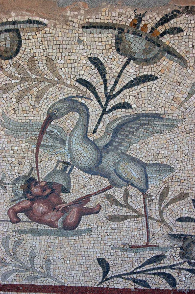 Gammal Romersk Mosaik Den Historiska Villa Silene Även Känd Som Stockbild