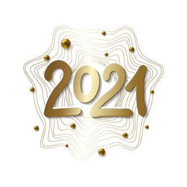 2021 Happy New Year. Script text hand lettering. Christmas decoration.