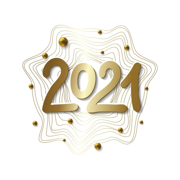 2021 Happy New Year. Script text hand lettering. Christmas decoration. — Stok Vektör