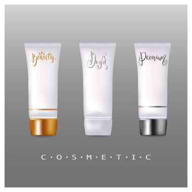 Lüks kozmetik ürünler için gerçekçi, boş paketler. Sıvı için şişe, cilt kremi..