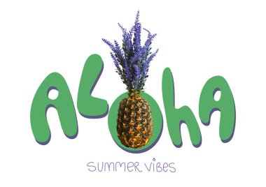 Ananaslı LOL harfleri. El çizimi tipografi sloganı:.