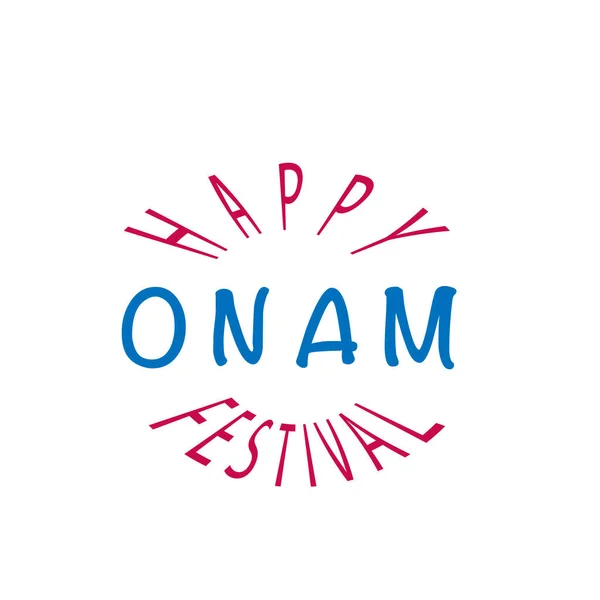 Boldog Onam fesztivál kézzel rajzolt üdvözlő levél. Indiai ünnep. Modern ecset tinta kalligráfia elszigetelt fehér háttér. — Stock Vector