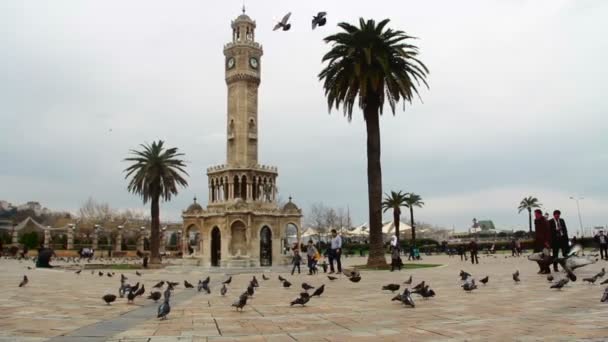 時計塔、2016 年 5 月トルコ イズミル市 — ストック動画