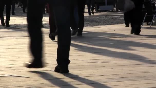 Skara människor vandrar i gatan — Stockvideo