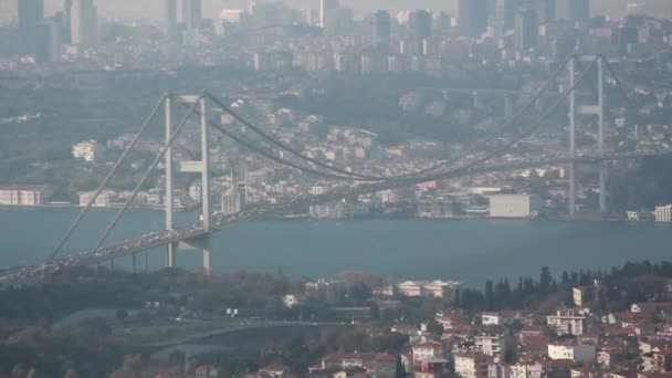 Istanbul ciudad Birdge vista mar azul — Vídeo de stock