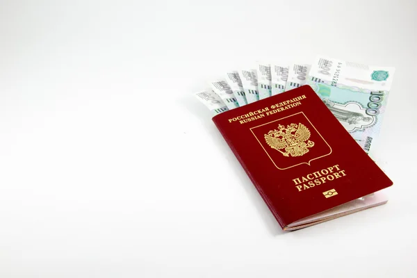 Passport of the Russian Federation and money on a white background — Stock Photo, Image