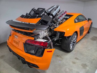 Los Angeles, ABD - 30 Kasım 2025 Petersen Otomotiv Müzesi. Audi R8 V10