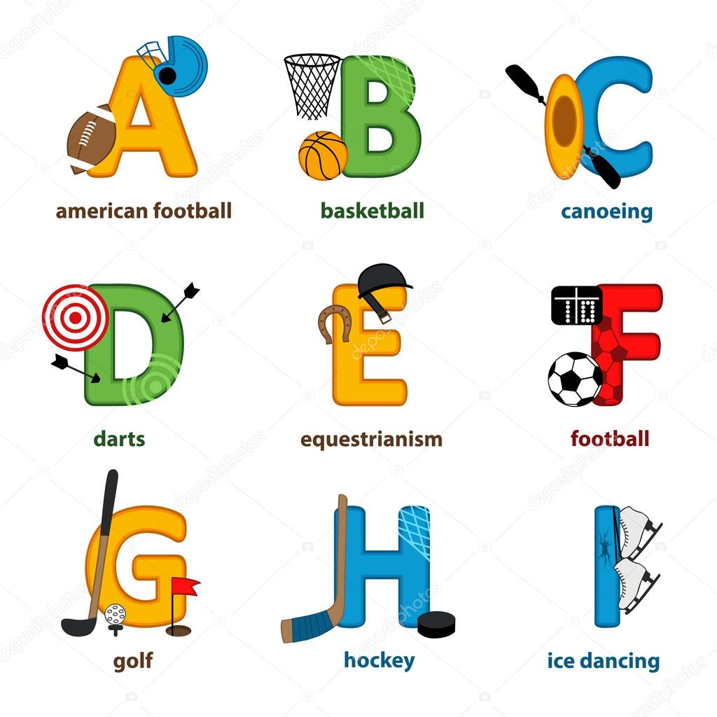 alphabet sport from A to I
