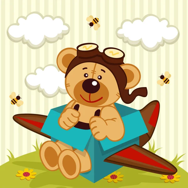 泰迪熊做了飞机 — 图库矢量图片
