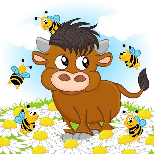 Byk i pszczoła wektor — Wektor stockowy