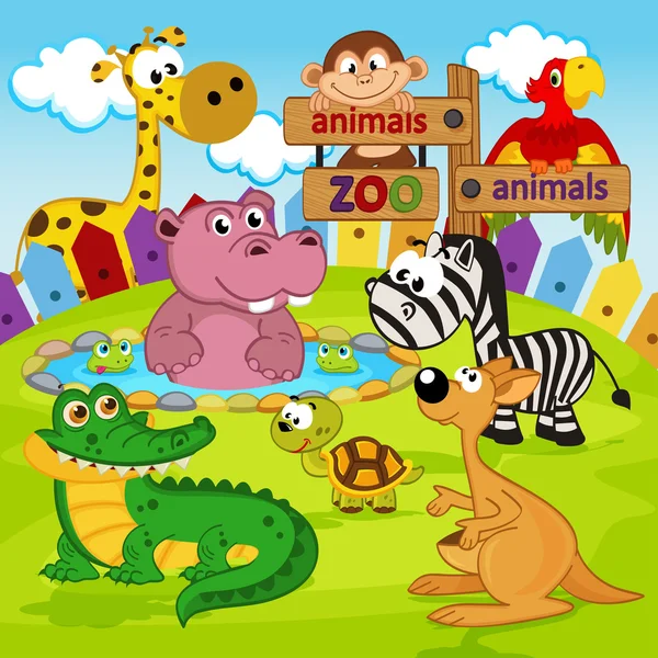 Zvířata chovaná v zoo vektorové — Stockový vektor