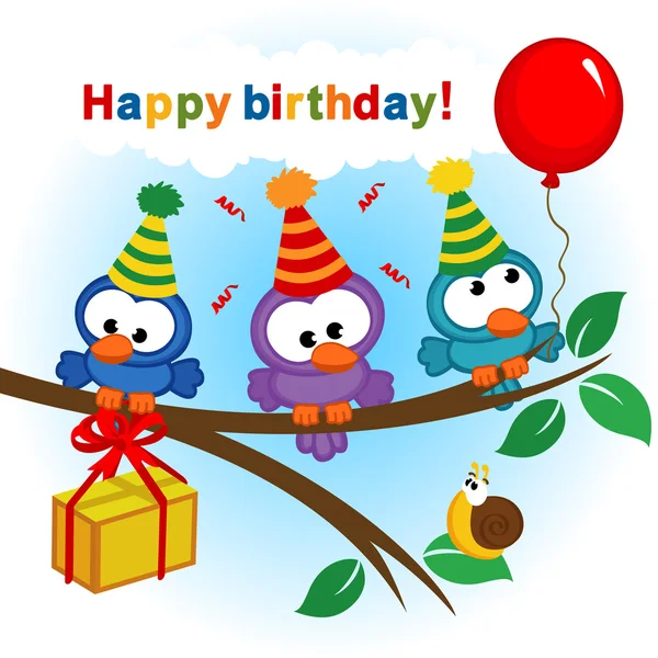 Bird celebrating birthday — Stock Vector