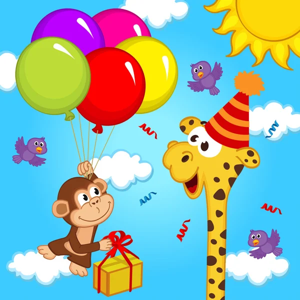 Giraff firar födelsedag — Stock vektor