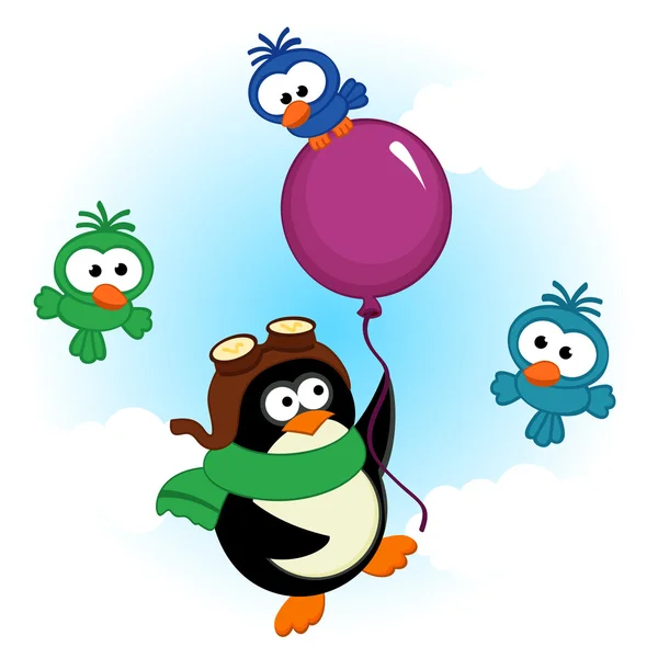 Pinguin auf Ballon-Vektor — Stockvektor